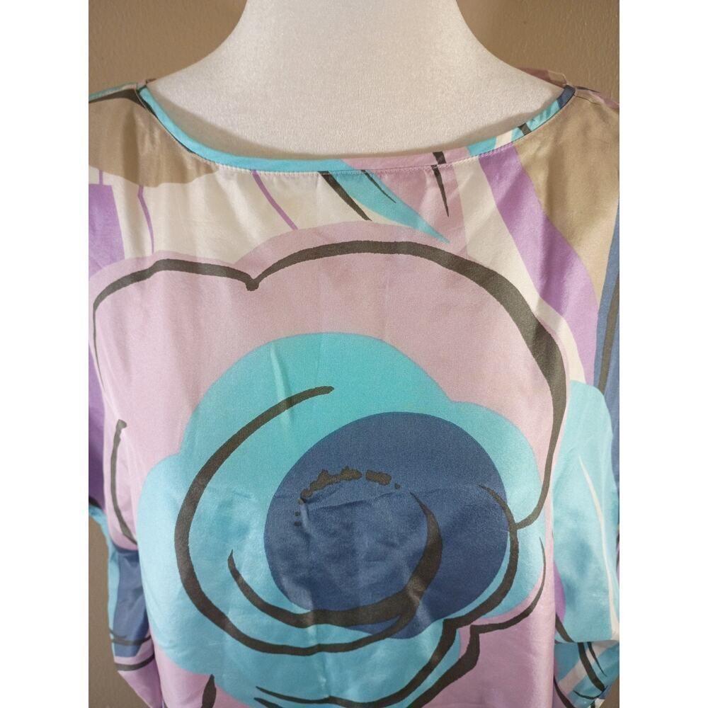 Tommy Bahama Blouse 100% Silk Top Multicolor Tie Belt PS Travel Career